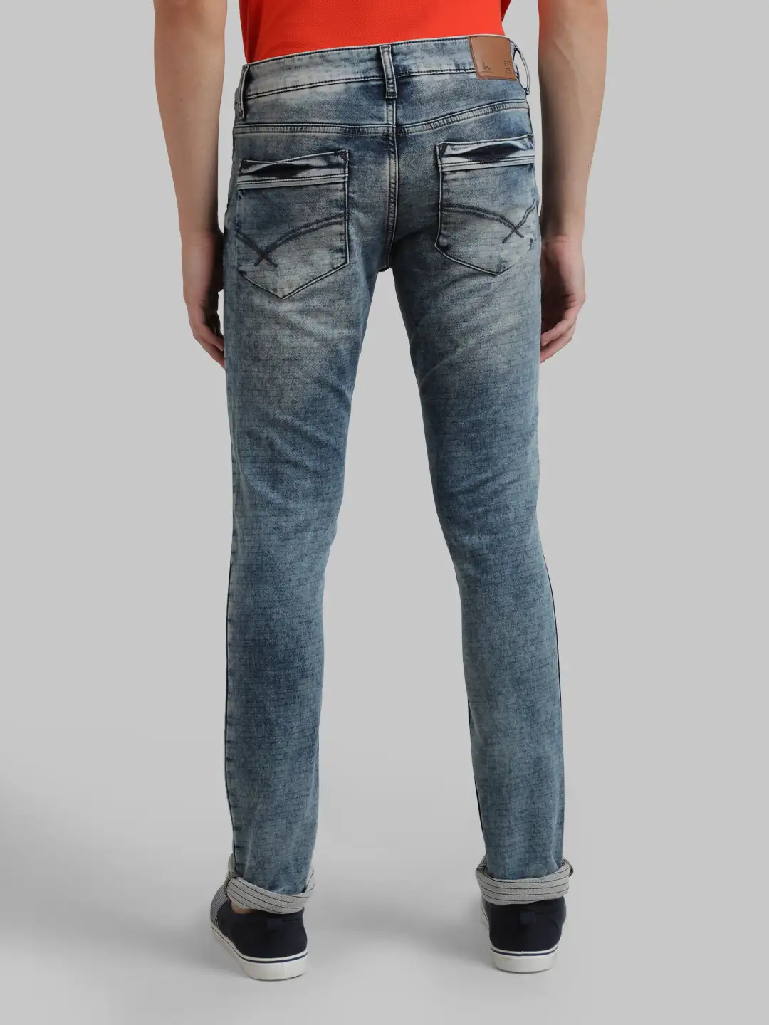 Men Blue Skinny Cropped Fit Knitted Cotton Blend Jeans - Image 4