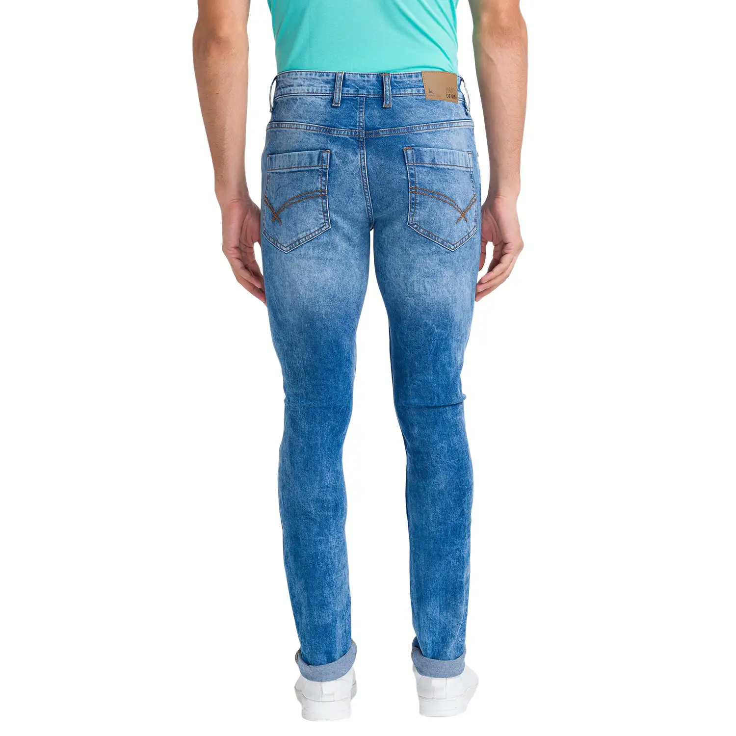 Men Blue Skinny Cropped Fit Plain Cotton Blend Jeans - Image 4