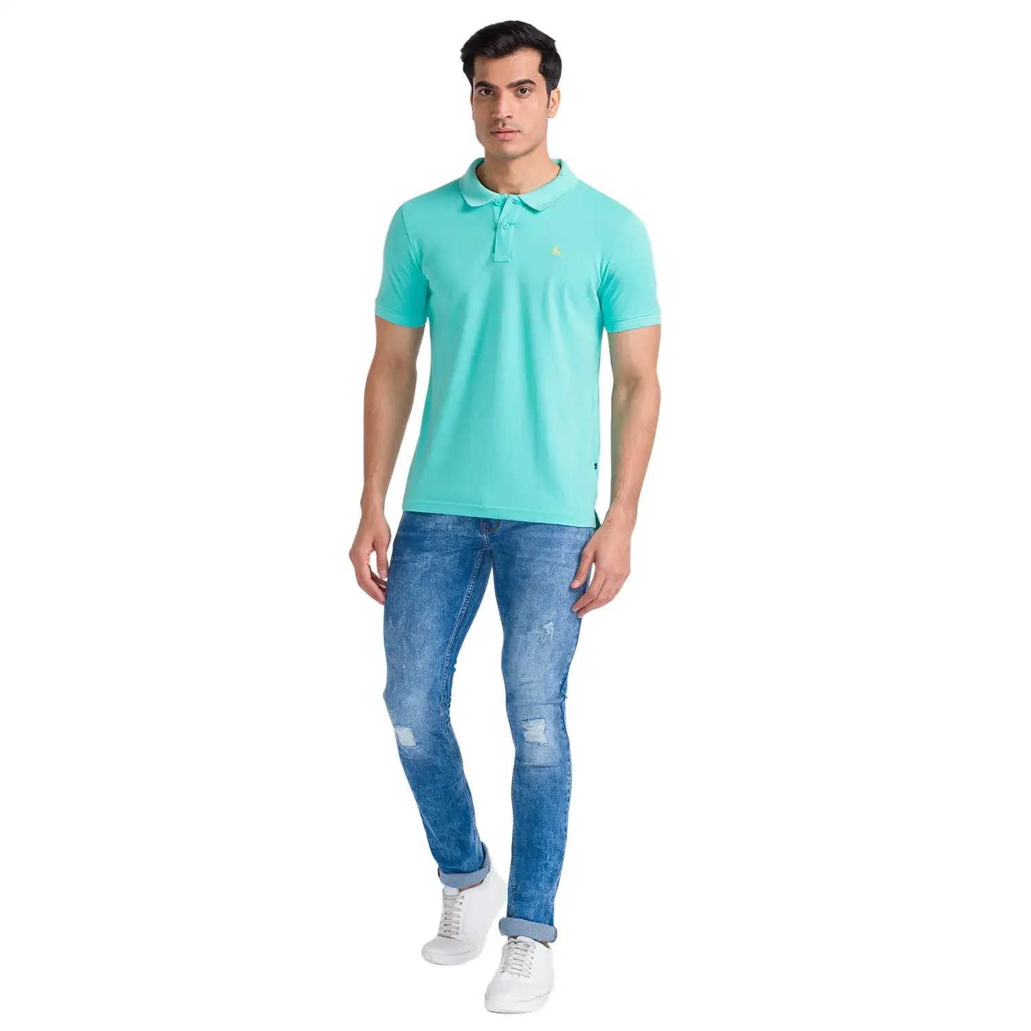 Men Blue Skinny Cropped Fit Plain Cotton Blend Jeans - Image 5