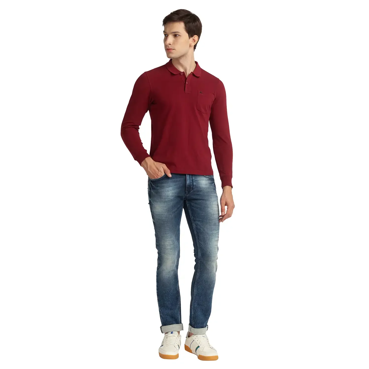 Men Blue Skinny Cropped Fit Plain Cotton Blend Jeans - Image 5