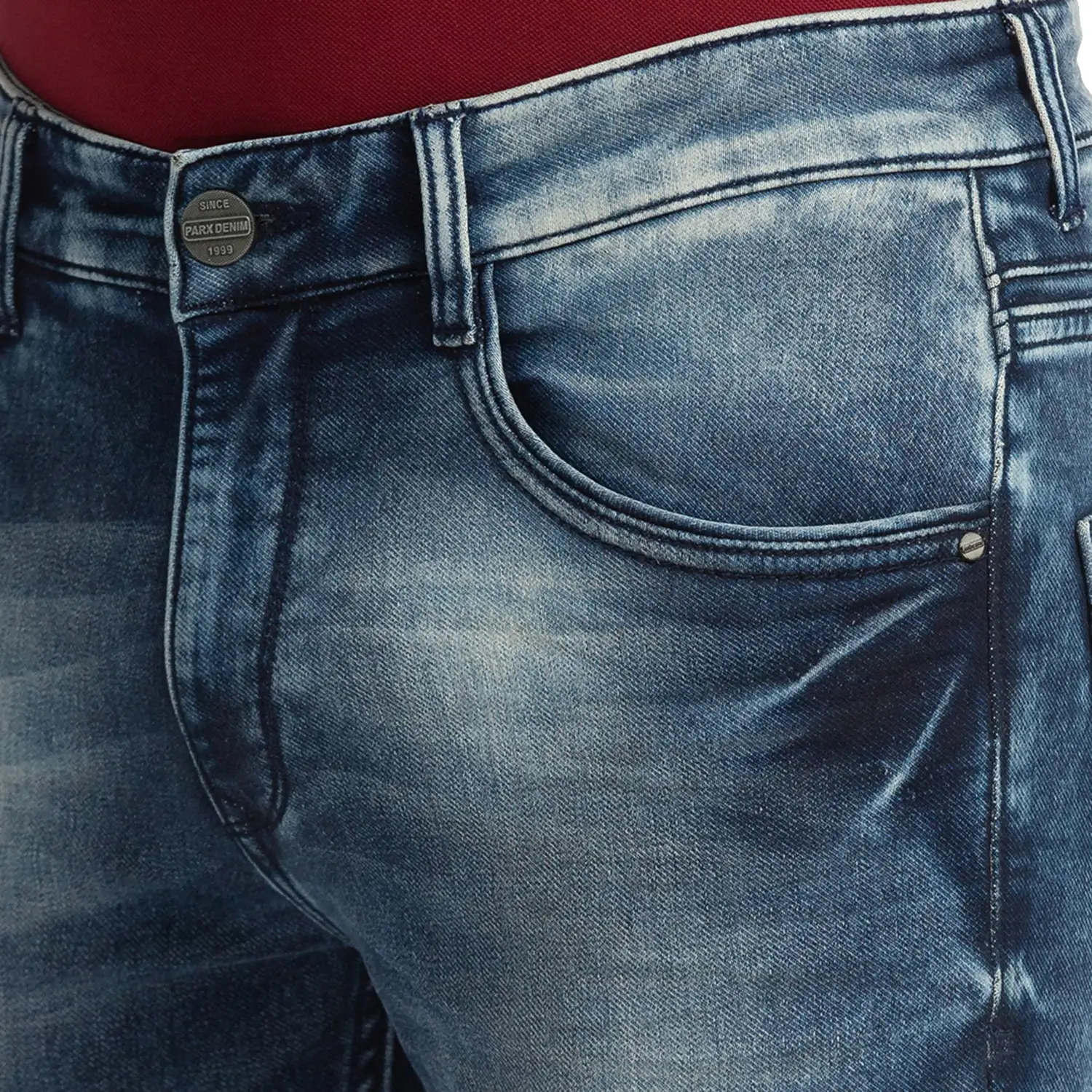Men Blue Skinny Cropped Fit Plain Cotton Blend Jeans - Image 6