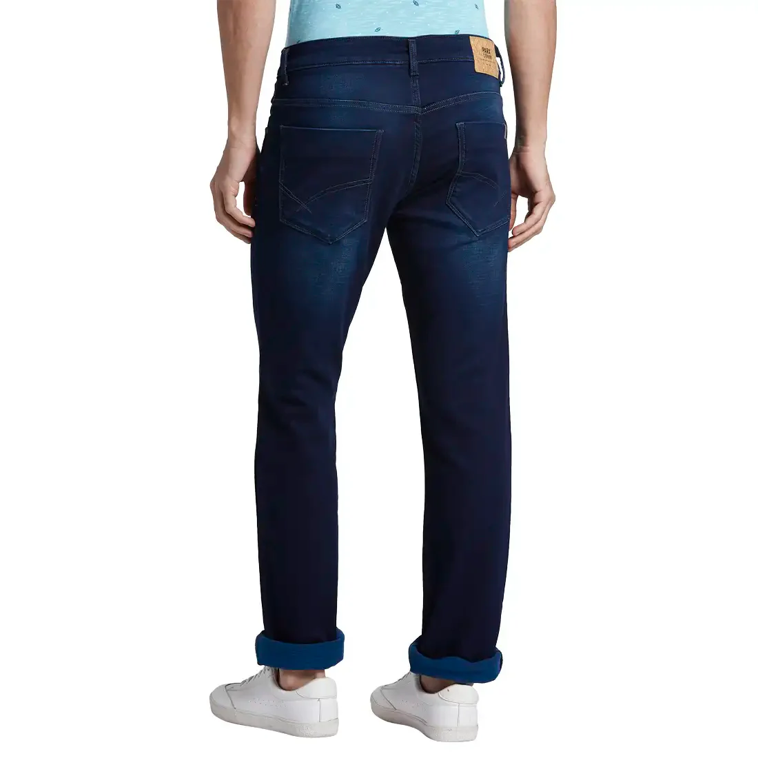 Men Blue Skinny Cropped Fit Plain Cotton Blend Jeans - Image 4