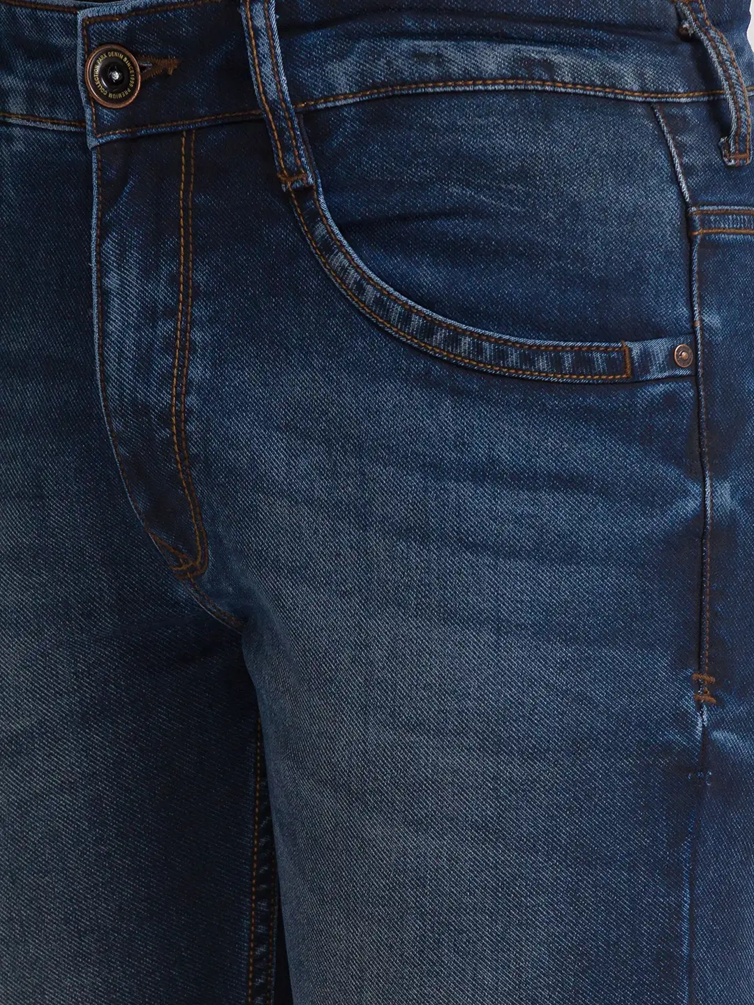 Men Blue Skinny Cropped Fit Plain Cotton Blend Jeans - Image 6