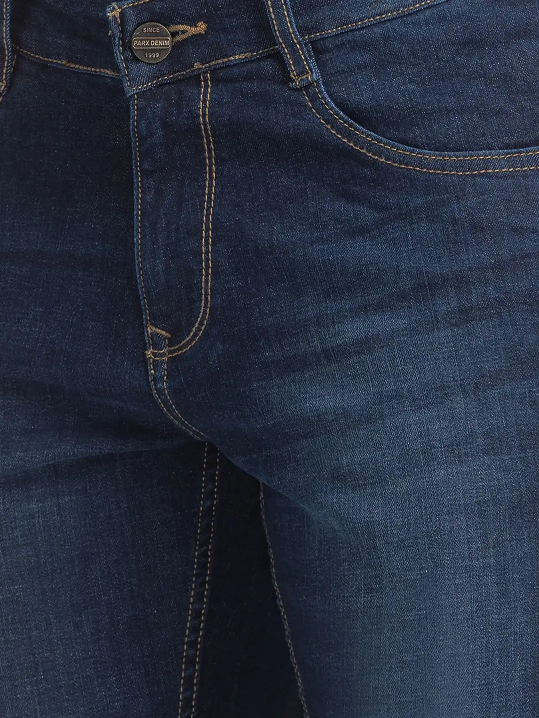 Men Blue Skinny Cropped Fit Plain Cotton Blend Jeans - Image 6