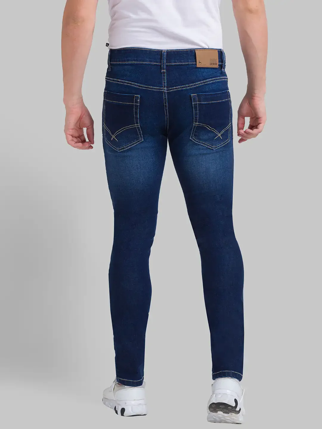 Men Blue Skinny Cropped Fit Twill Cotton Blend Jeans - Image 3