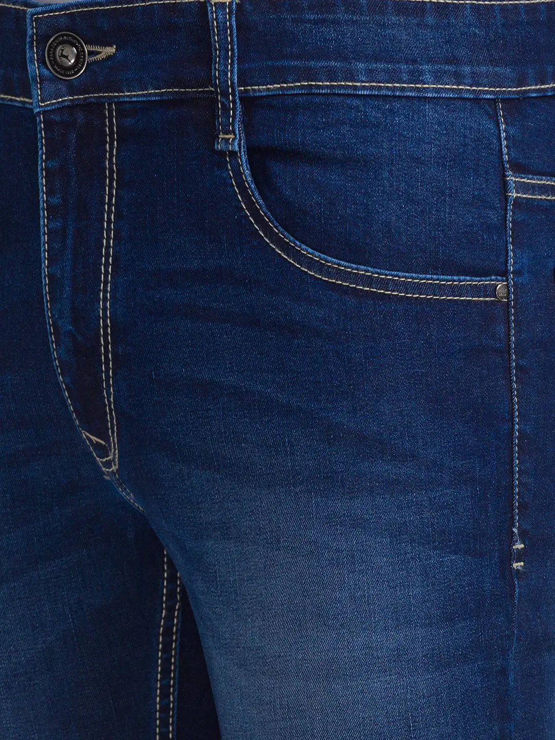 Men Blue Skinny Cropped Fit Twill Cotton Blend Jeans - Image 5