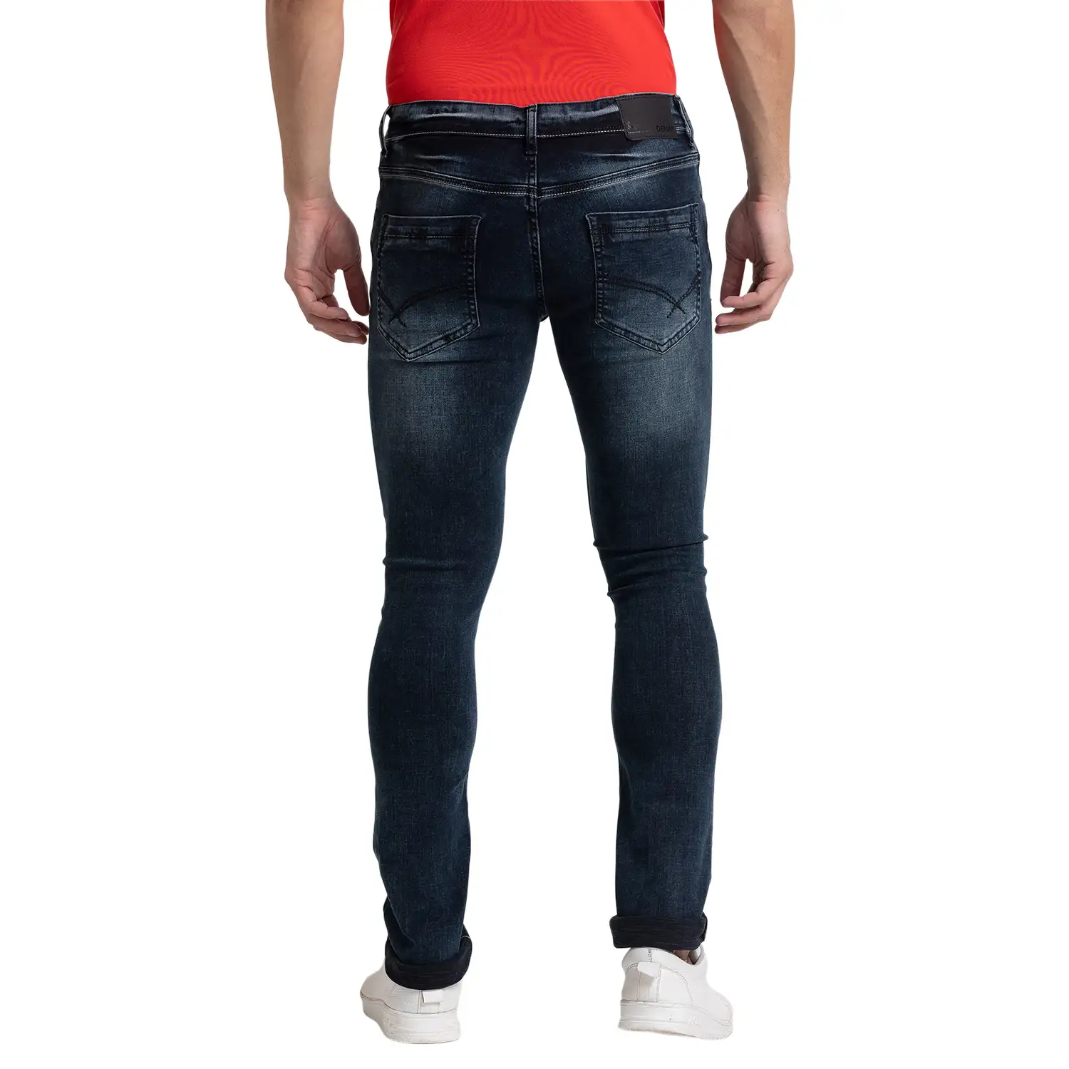 Men Blue Skinny Cropped Fit Twill Cotton Blend Jeans - Image 4