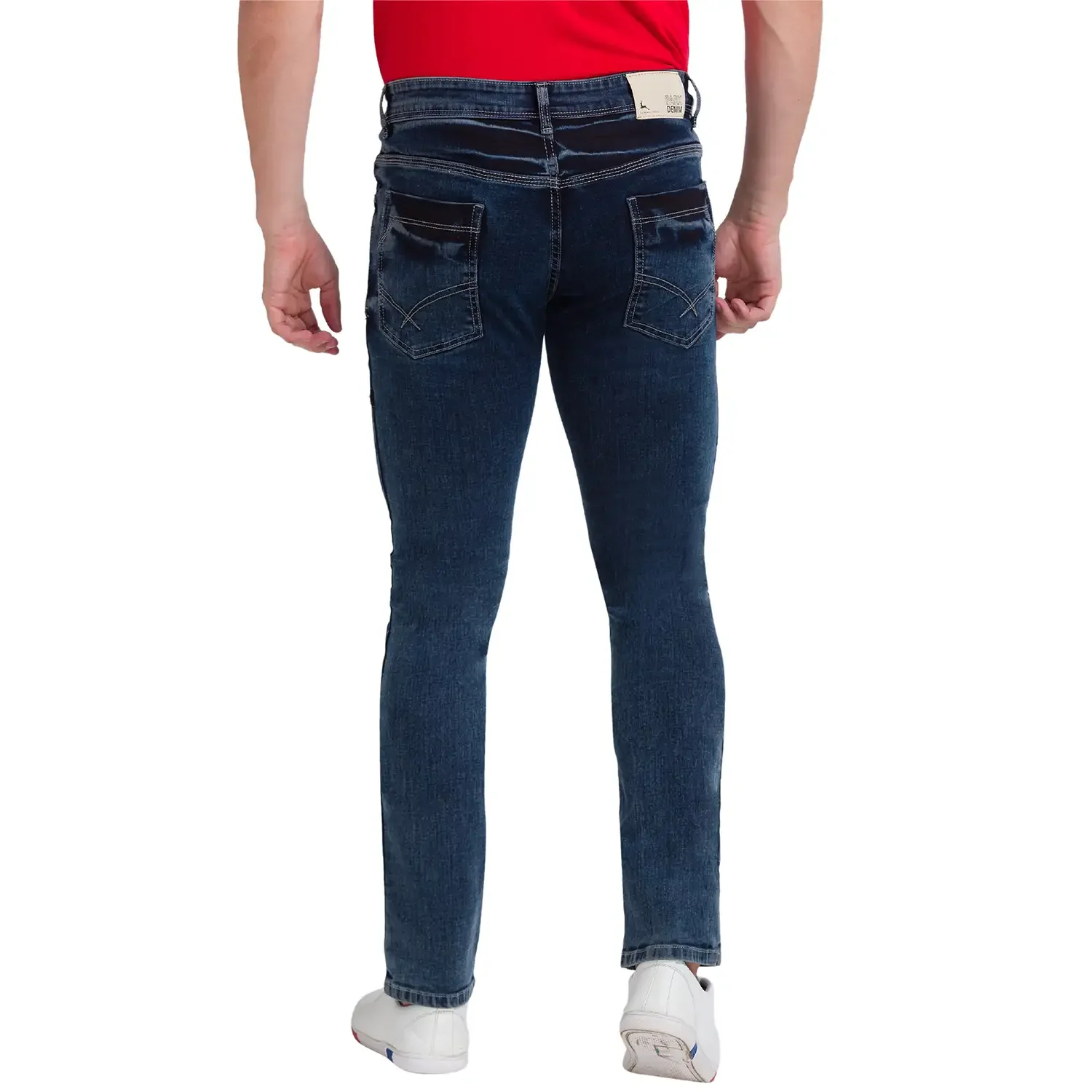 Men Blue Skinny Cropped Fit Twill Cotton Blend Jeans - Image 3