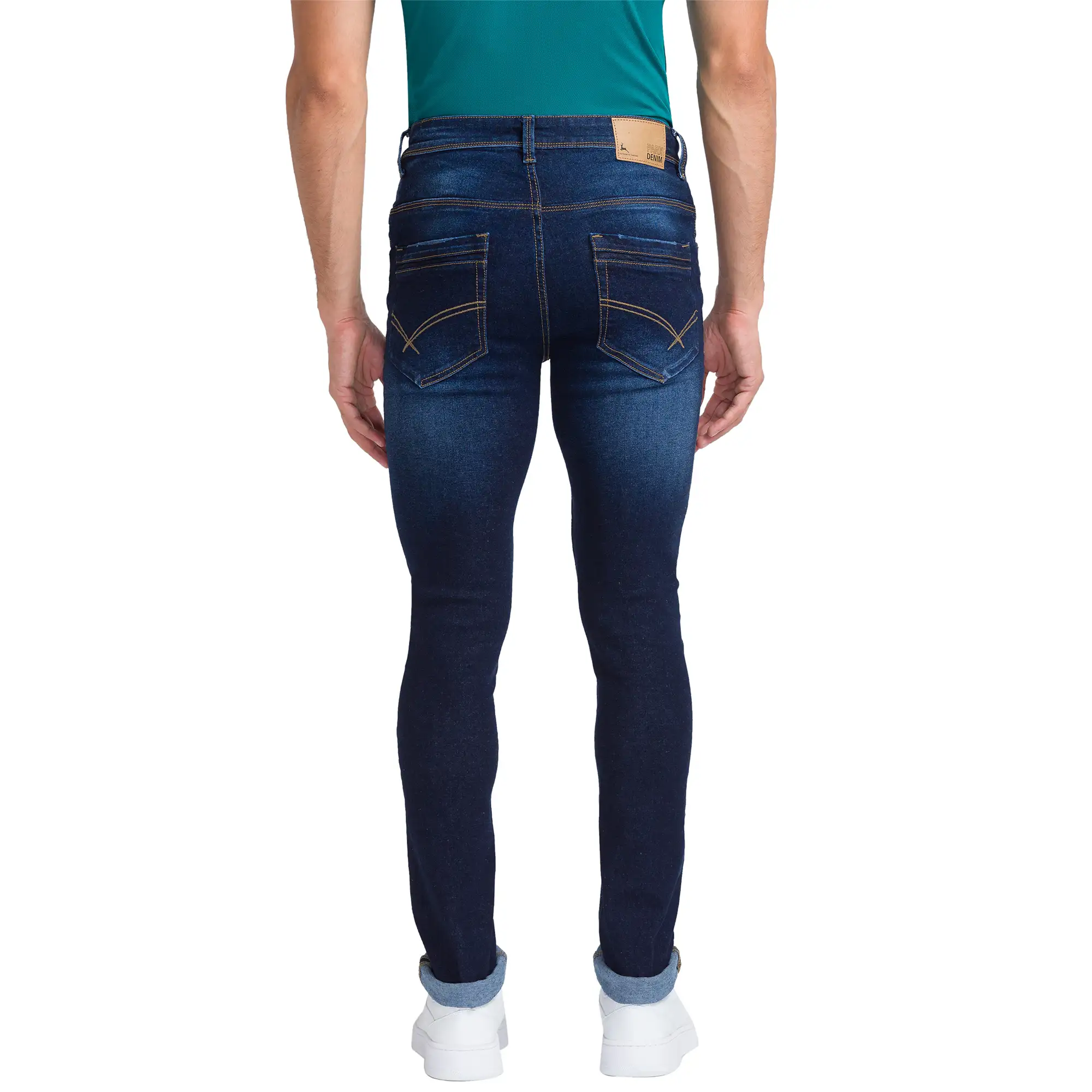 Men Blue Skinny Cropped Fit Twill Cotton Blend Jeans - Image 4