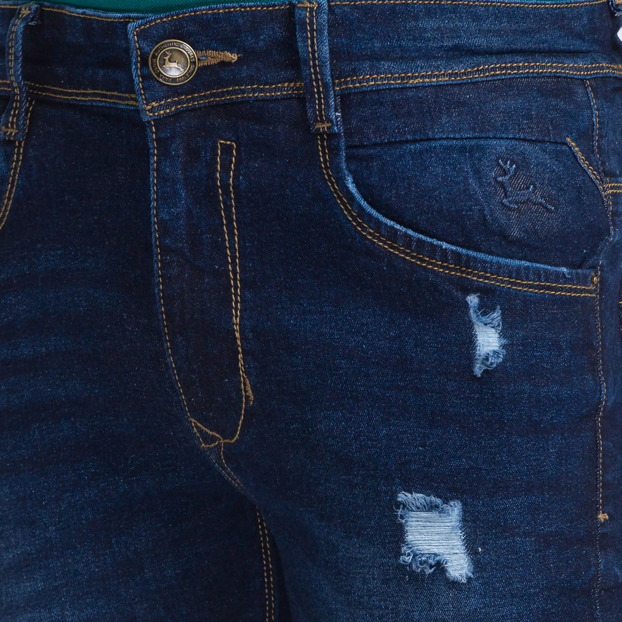 Men Blue Skinny Cropped Fit Twill Cotton Blend Jeans - Image 6