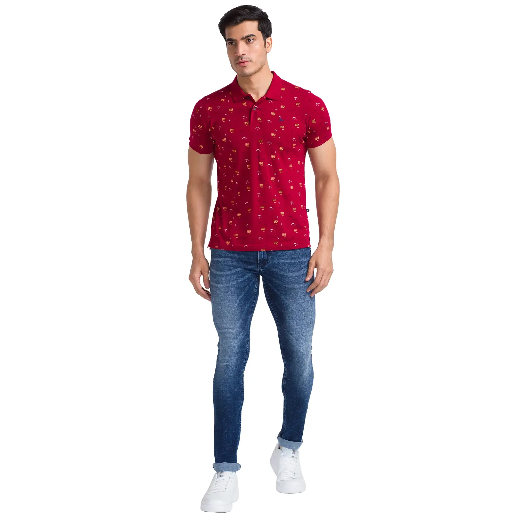 Men Blue Skinny Cropped Fit Twill Cotton Blend Jeans - Image 5