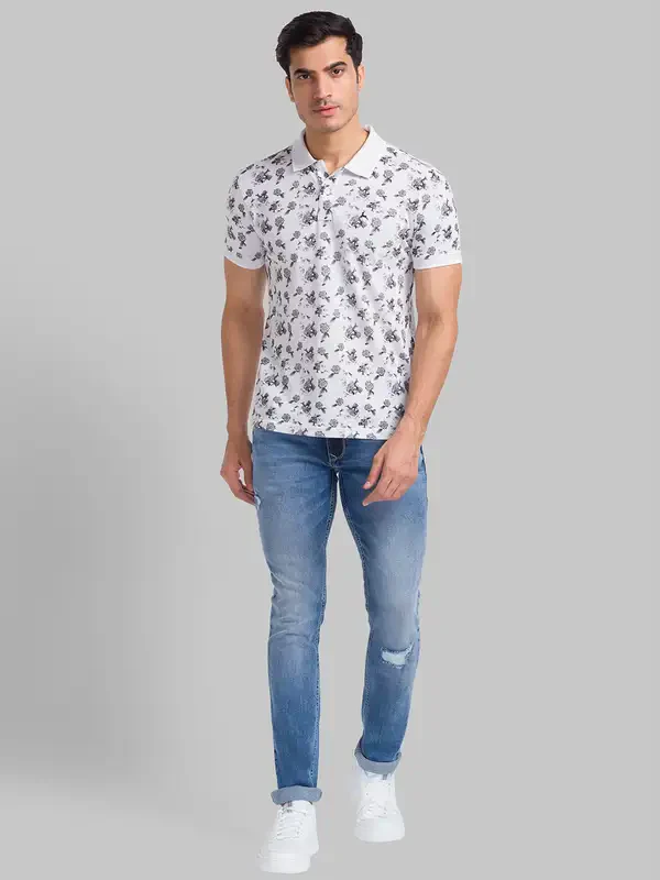 Men Blue Skinny Cropped Fit Twill Cotton Blend Jeans - Image 5