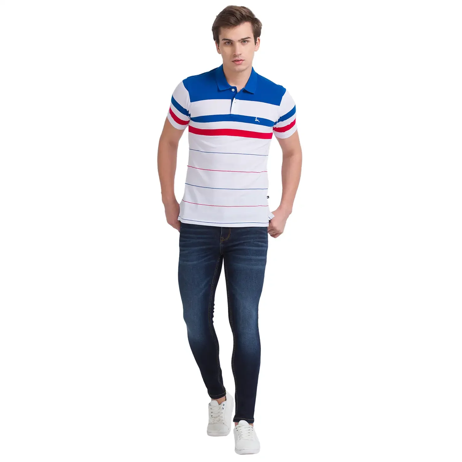Men Blue Skinny Cropped Fit Twill Cotton Blend Jeans - Image 5