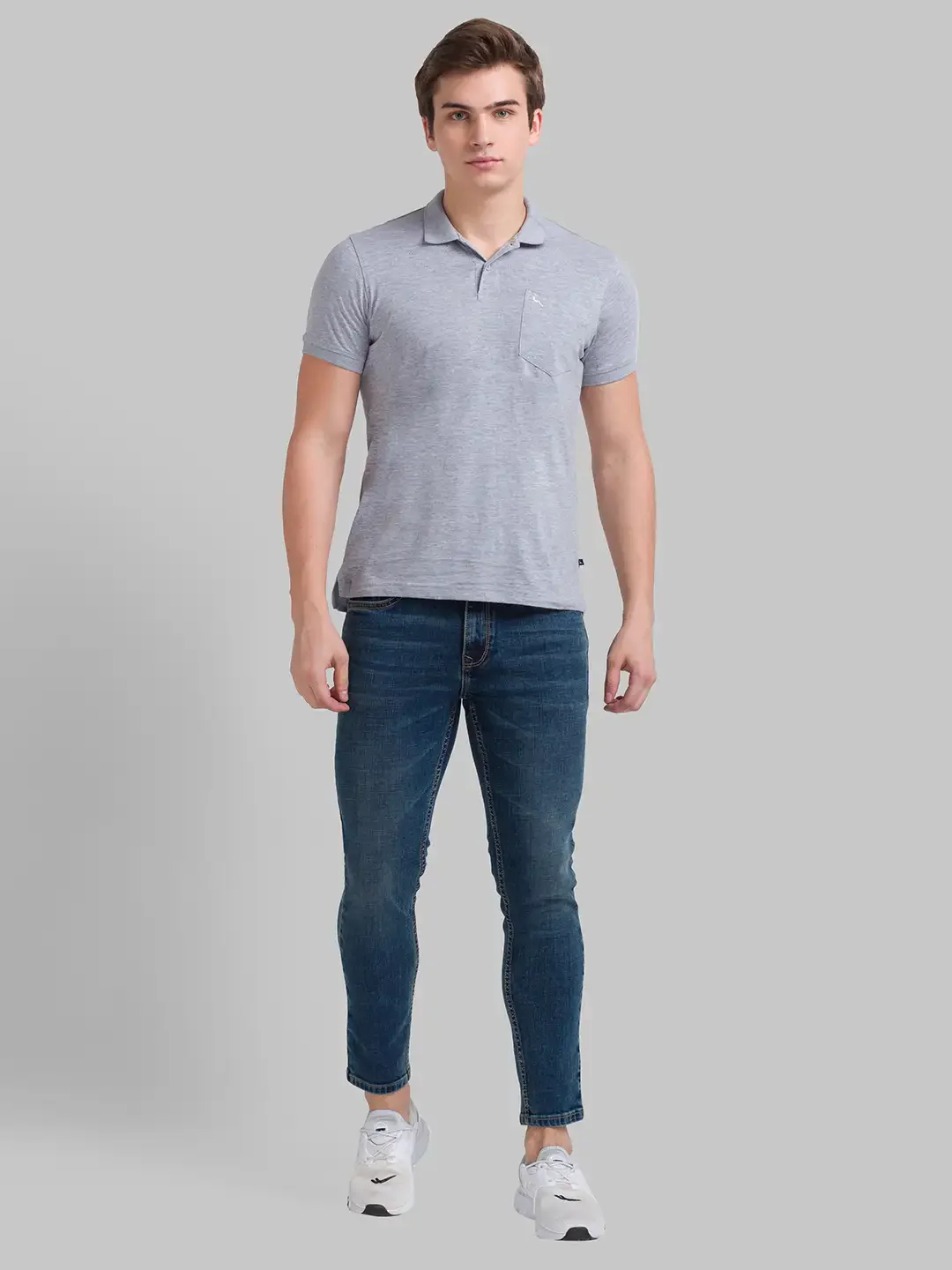 Men Blue Skinny Cropped Fit Twill Cotton Blend Jeans - Image 4