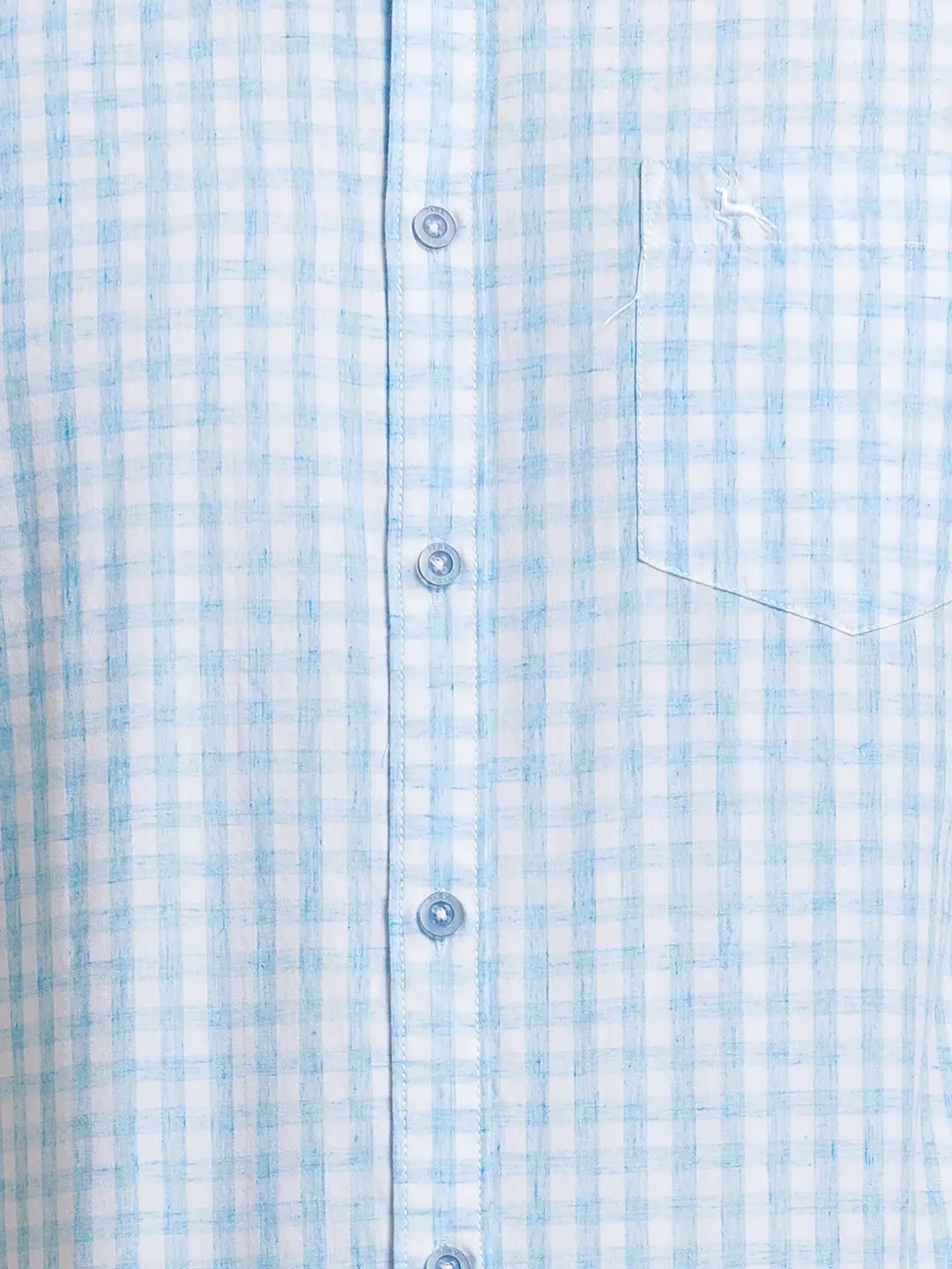 Men Blue Slim Fit Checks Cotton Blend Full Sleeve Shirts - Image 7