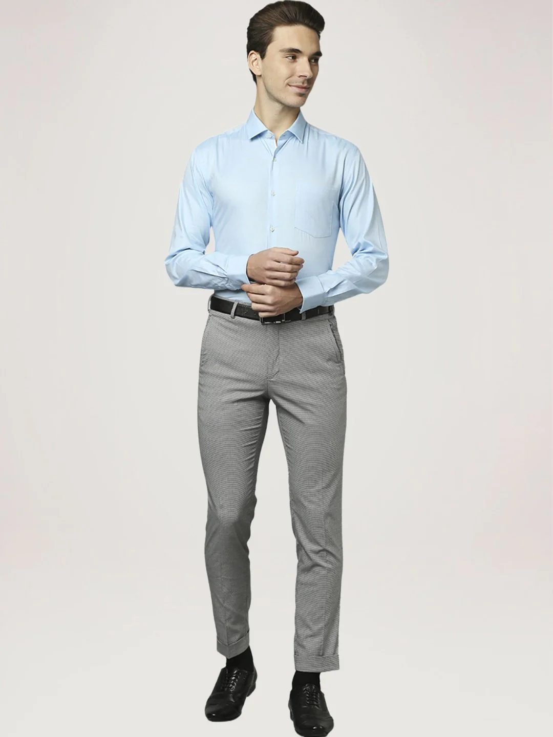 Men Blue Slim Fit Checks Cotton Blend Shirts - Image 2