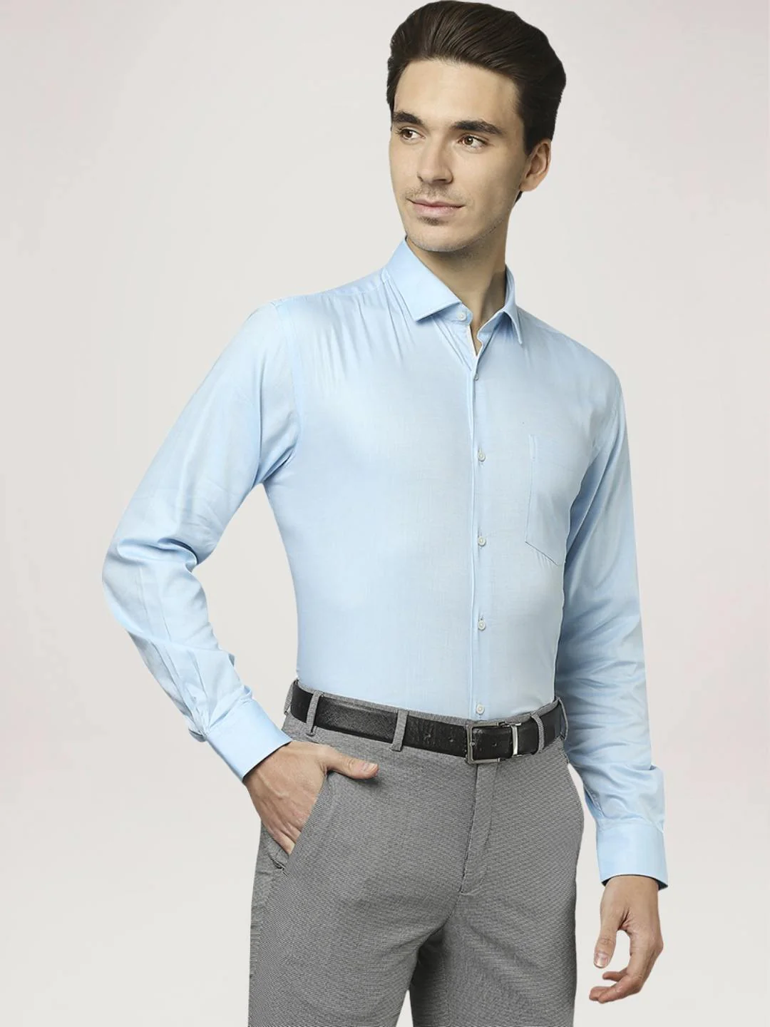 Men Blue Slim Fit Checks Cotton Blend Shirts - Image 5