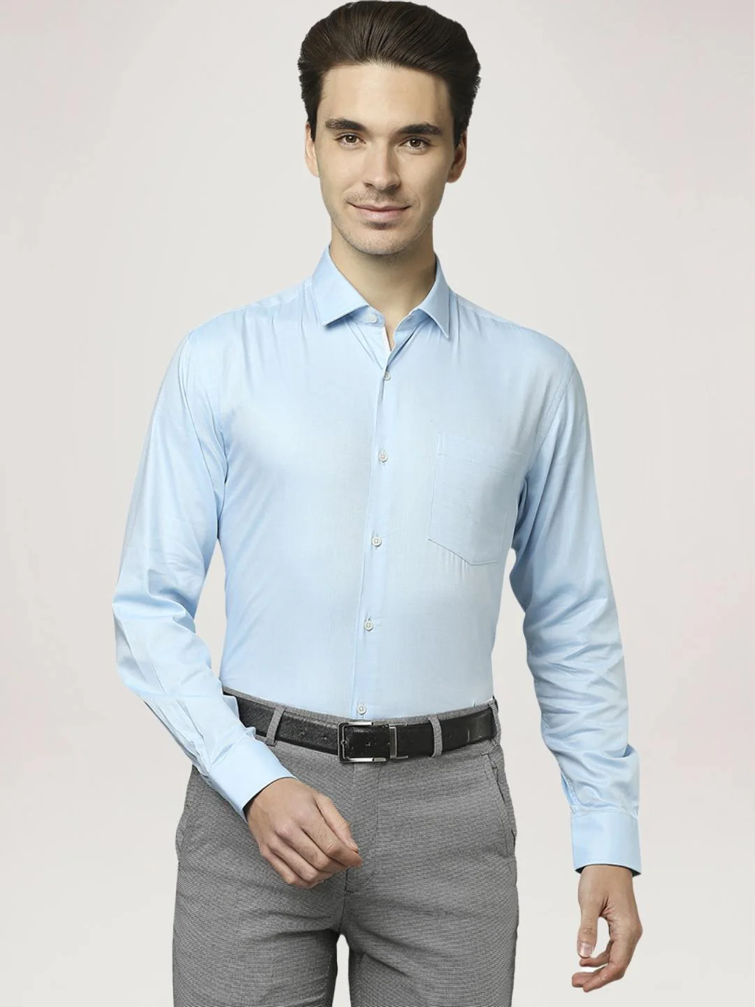 Men Blue Slim Fit Checks Cotton Blend Shirts - Image 6