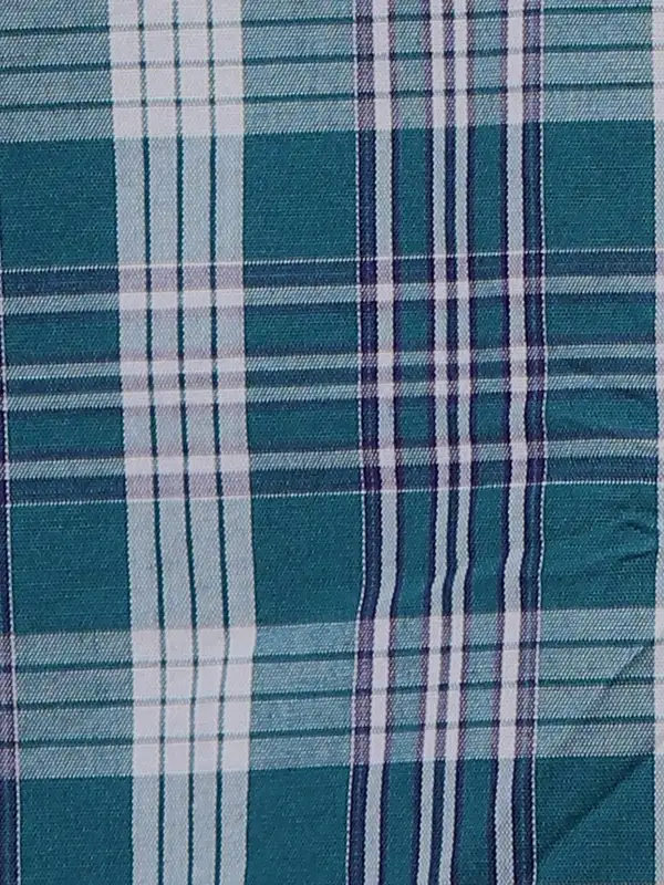 Men Blue Slim Fit Checks Cotton Cut Away Collar Shirts - Image 7