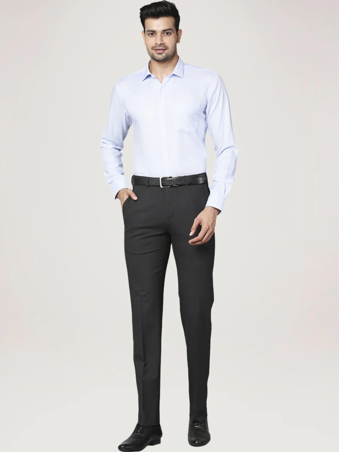 Men Blue Slim Fit Checks Cotton Cut Away Collar Shirts - Image 3