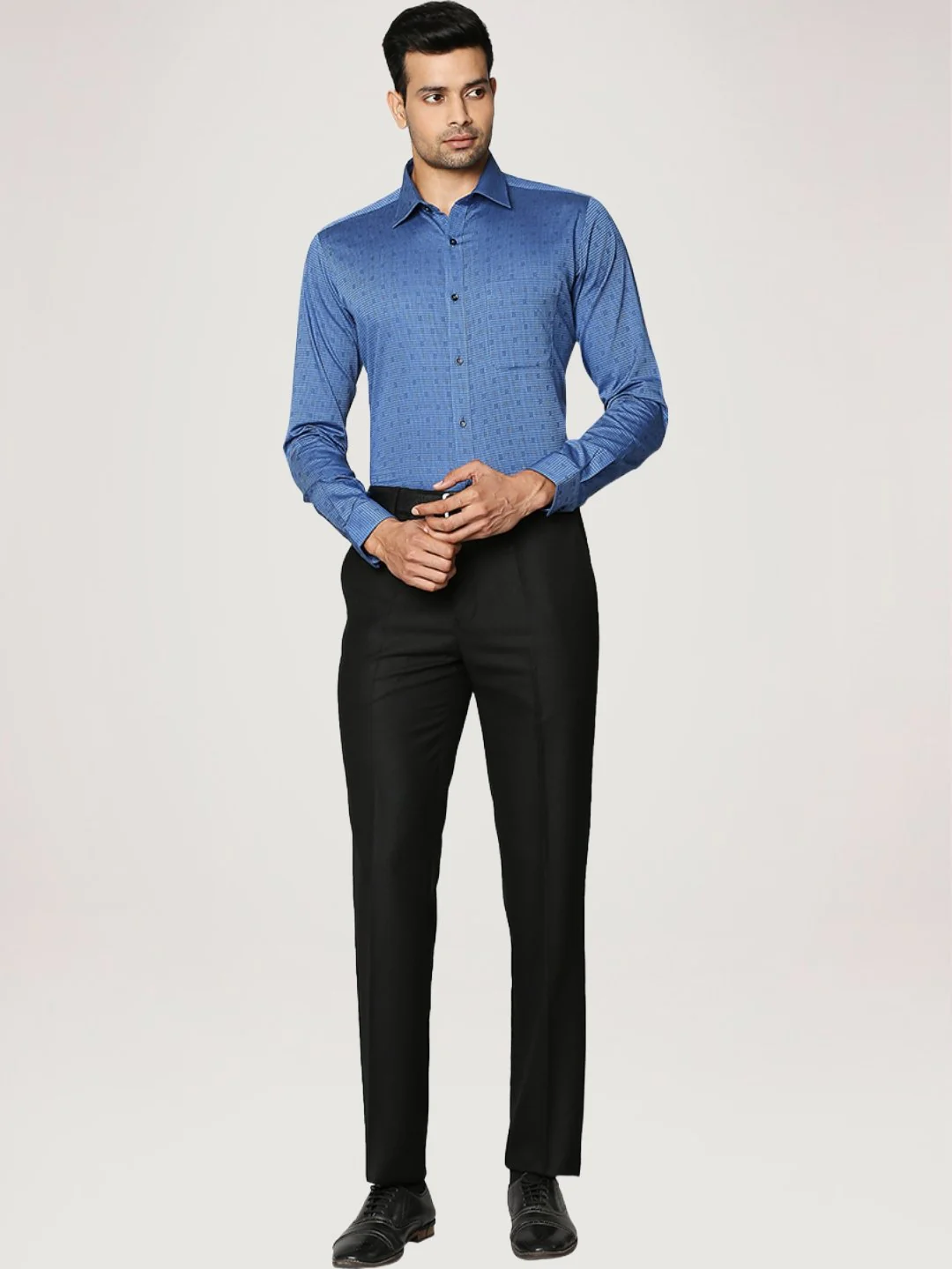 Men Blue Slim Fit Checks Cotton Full Sleeve Shirts