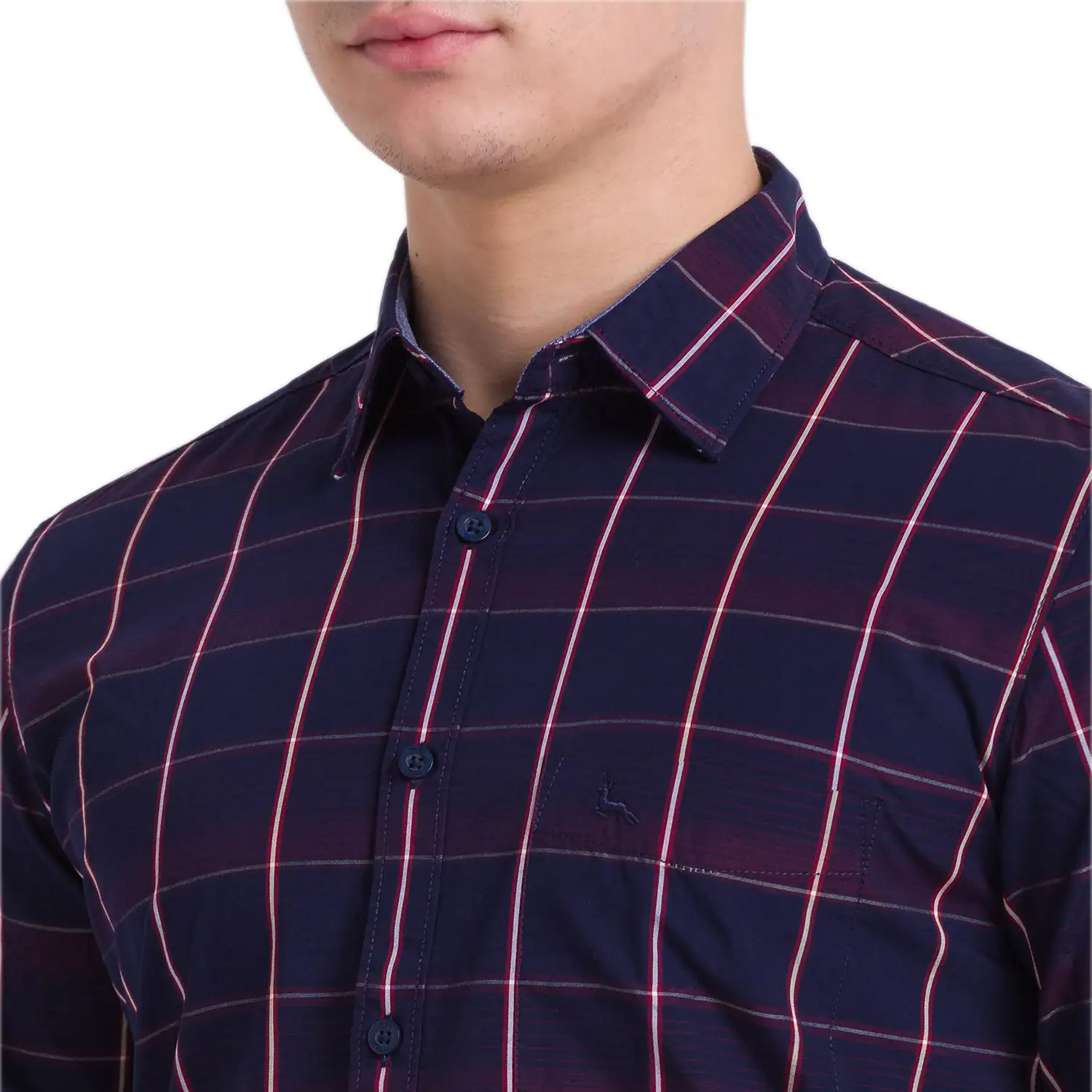 Men Blue Slim Fit Checks Cotton Full Sleeve Shirts - Image 6