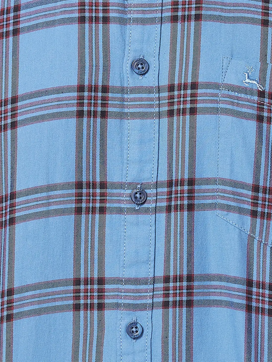 Men Blue Slim Fit Checks Cotton Full Sleeve Shirts - Image 7
