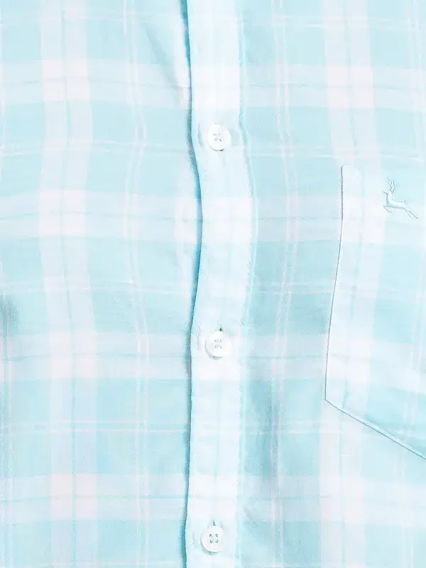 Men Blue Slim Fit Checks Cotton Full Sleeve Shirts - Image 7