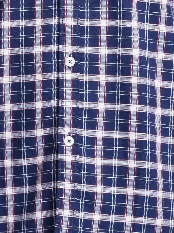 Men Blue Slim Fit Checks Cotton Full Sleeve Shirts - Image 7