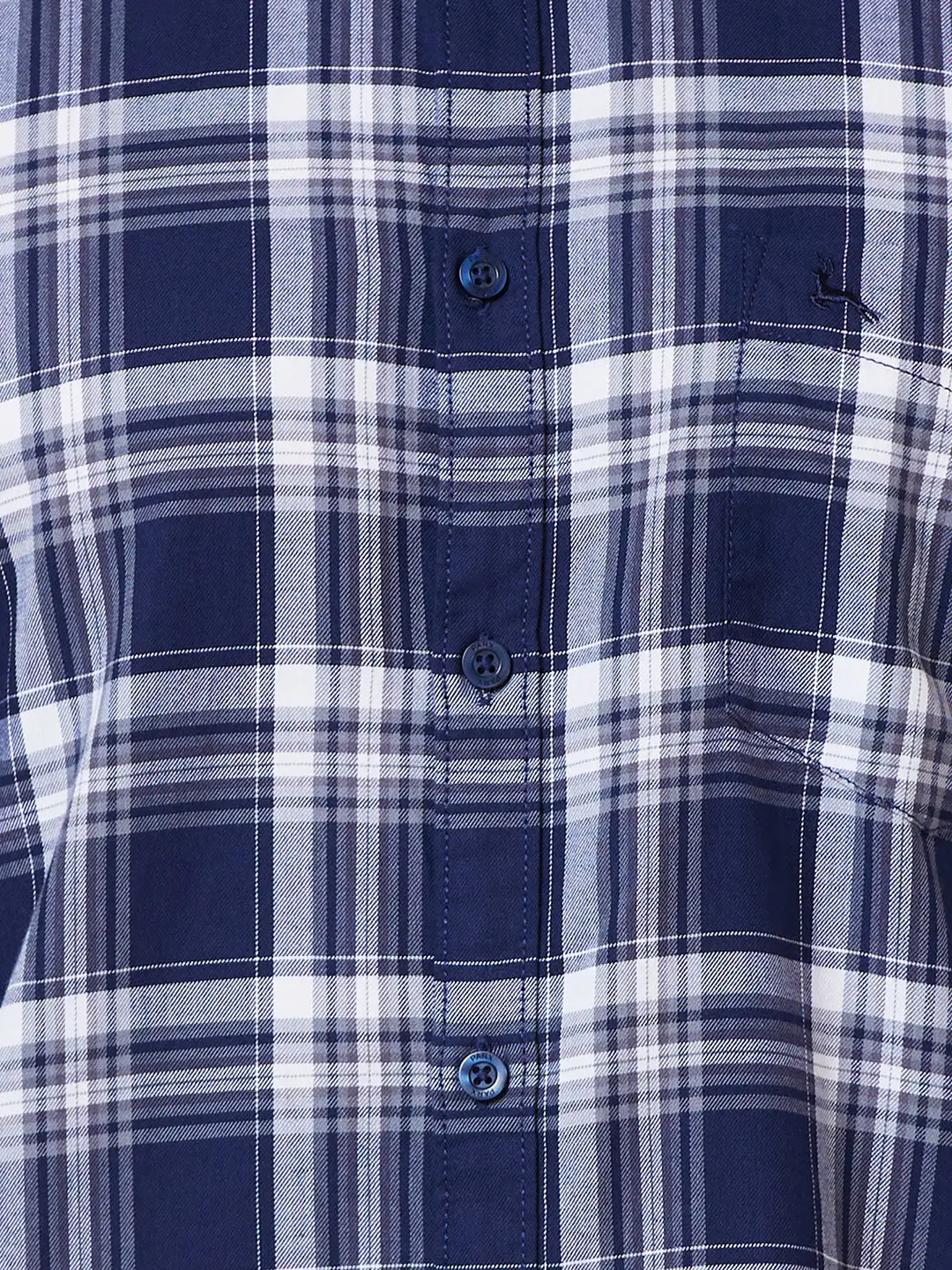 Men Blue Slim Fit Checks Cotton Full Sleeve Shirts - Image 7