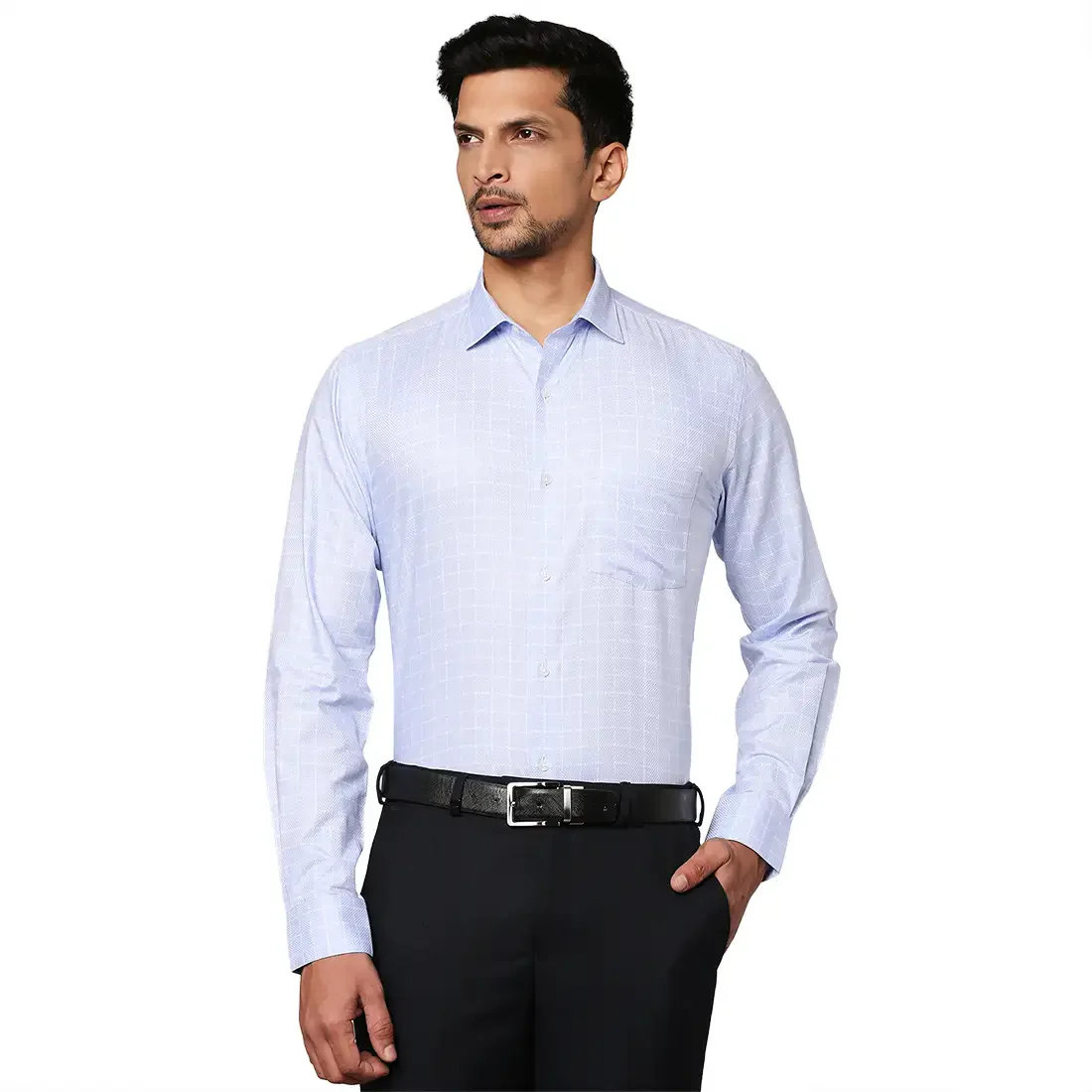 Men Blue Slim Fit Checks Cotton Shirts