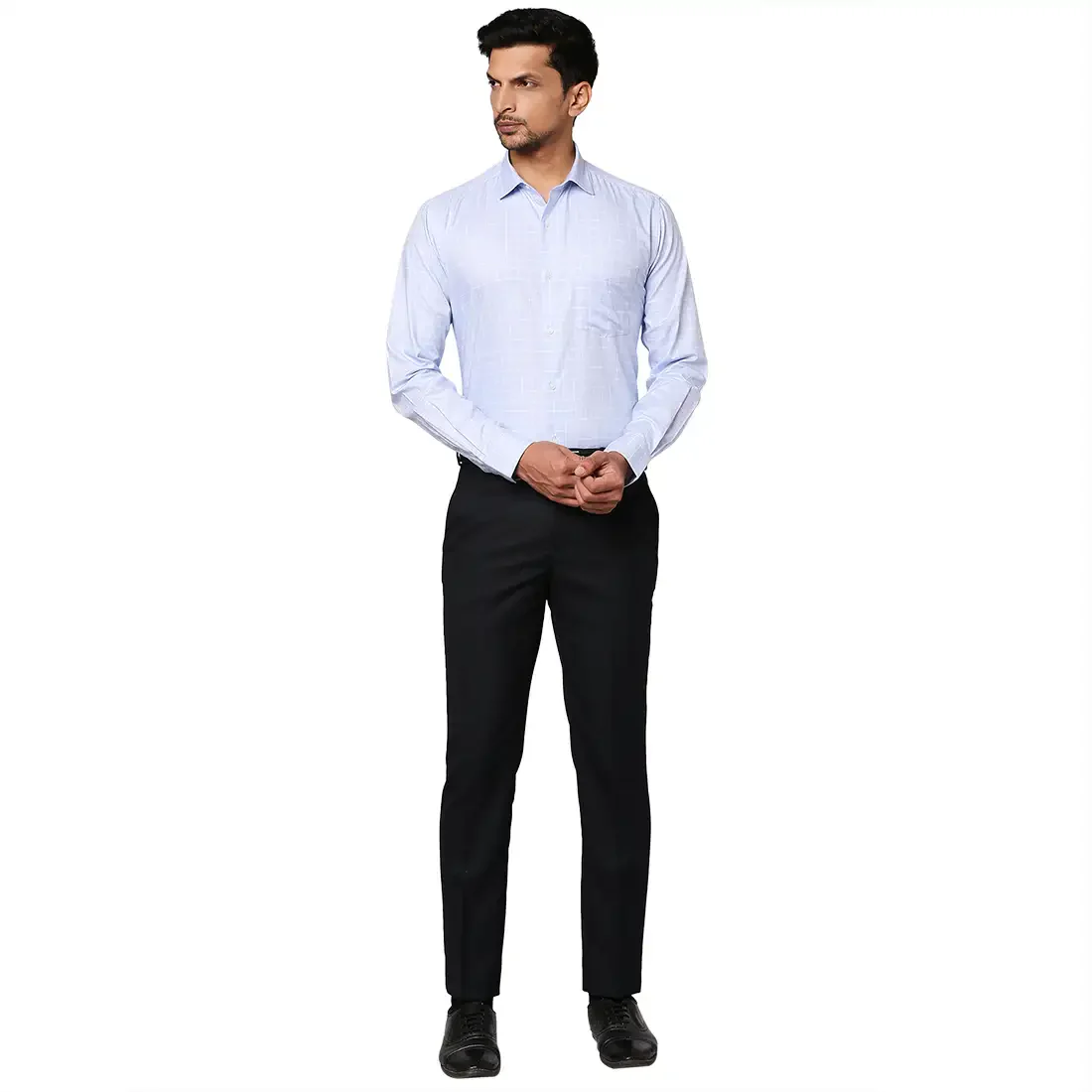 Men Blue Slim Fit Checks Cotton Shirts - Image 5