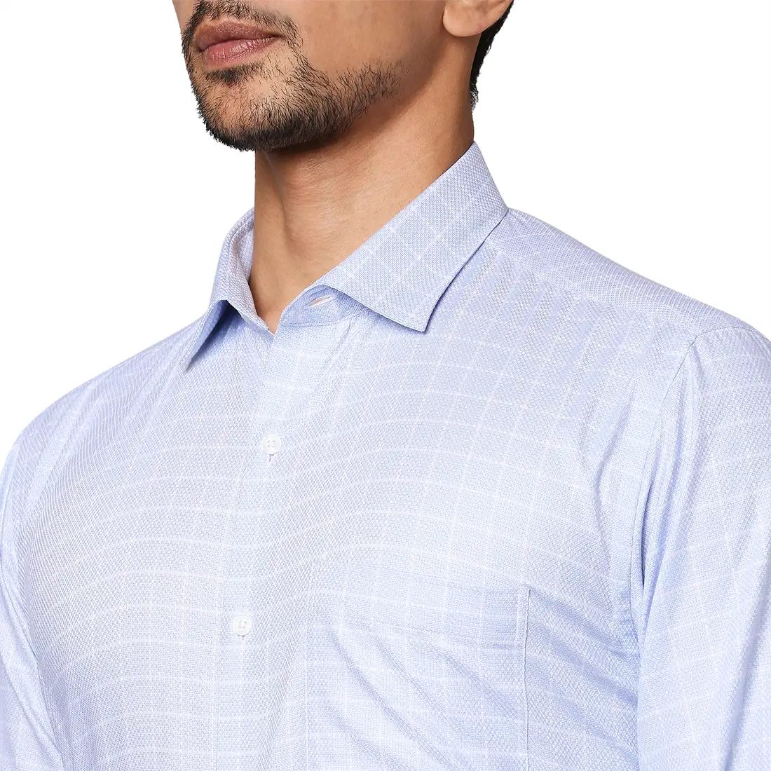 Men Blue Slim Fit Checks Cotton Shirts - Image 6