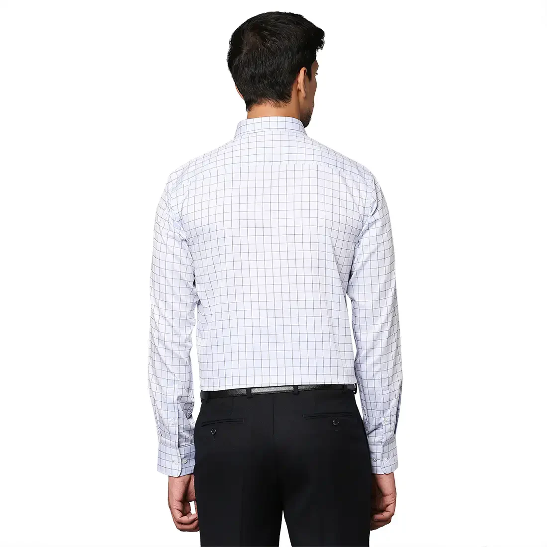Men Blue Slim Fit Checks Cotton Shirts - Image 4