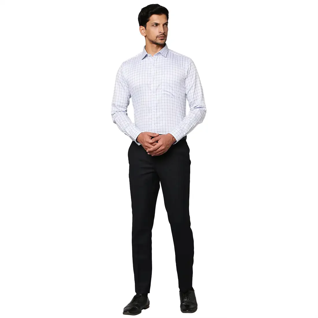Men Blue Slim Fit Checks Cotton Shirts - Image 5