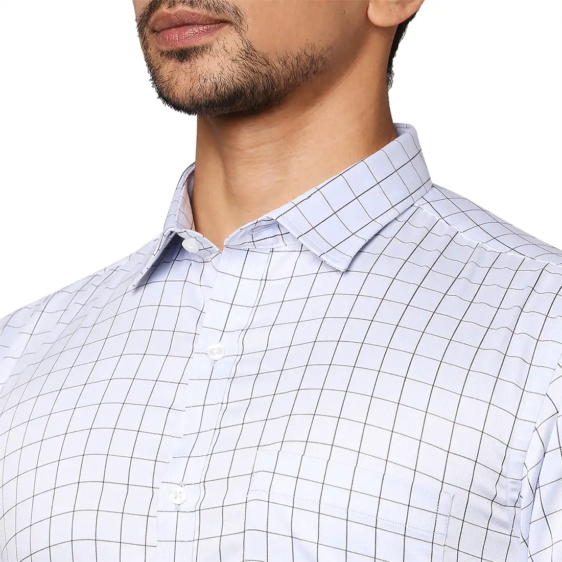 Men Blue Slim Fit Checks Cotton Shirts - Image 6