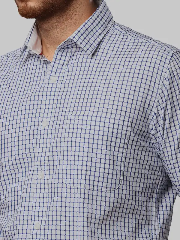 Men Blue Slim Fit Checks Cotton Shirts - Image 6