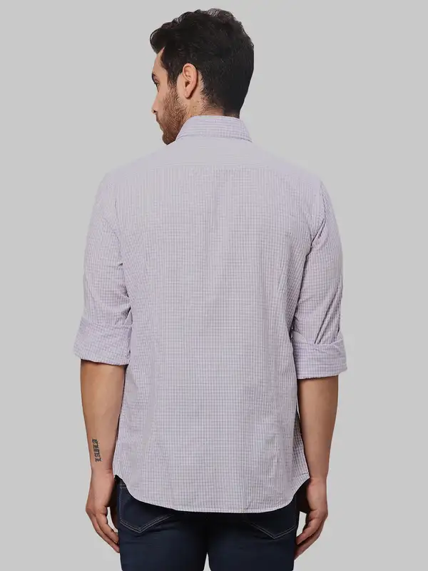 Men Blue Slim Fit Checks Cotton Shirts - Image 4