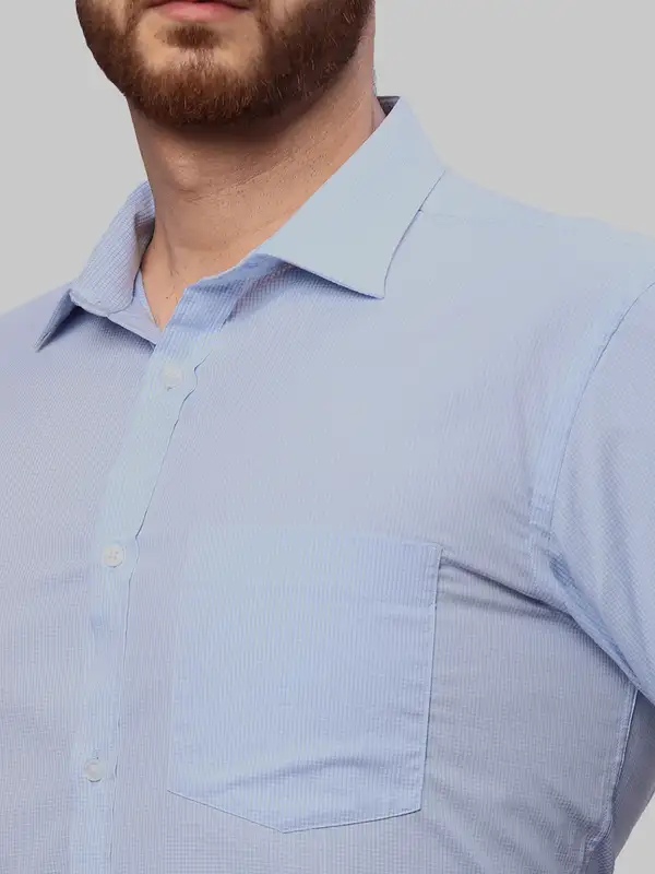 Men Blue Slim Fit Checks Cotton Shirts - Image 7