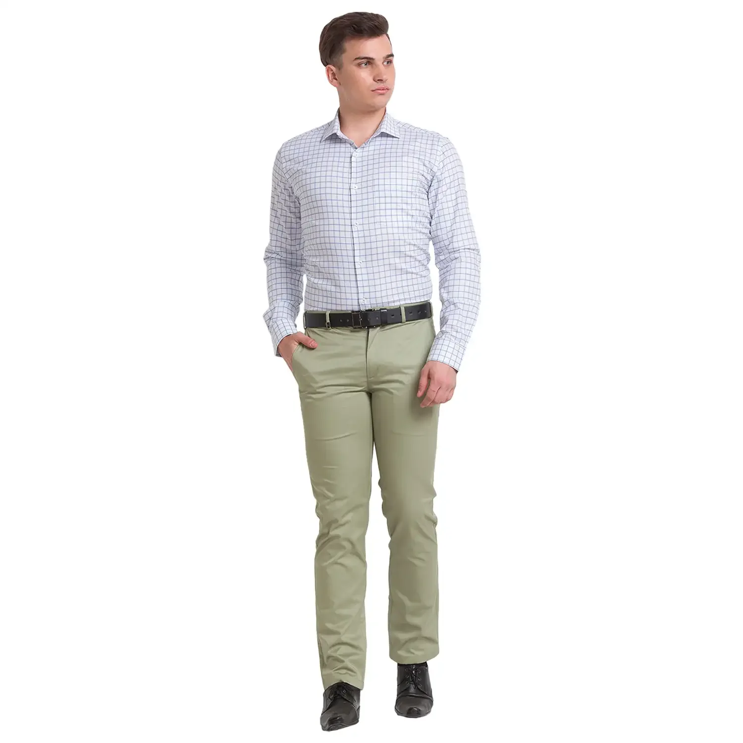 Men Blue Slim Fit Checks Cotton Shirts - Image 6
