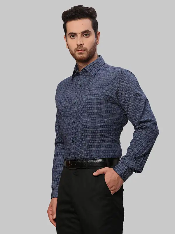 Raymond Men Blue Slim Fit Checks Formal Shirt - Image 3