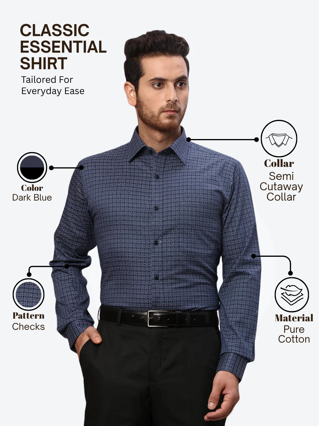 Raymond Men Blue Slim Fit Checks Formal Shirt - Image 4