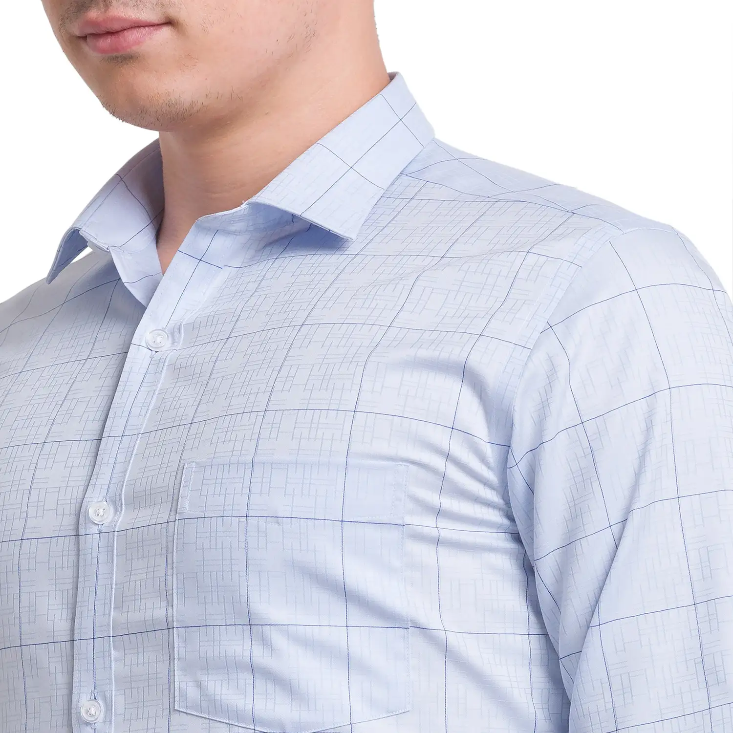 Men Blue Slim Fit Checks Cotton Shirts - Image 6