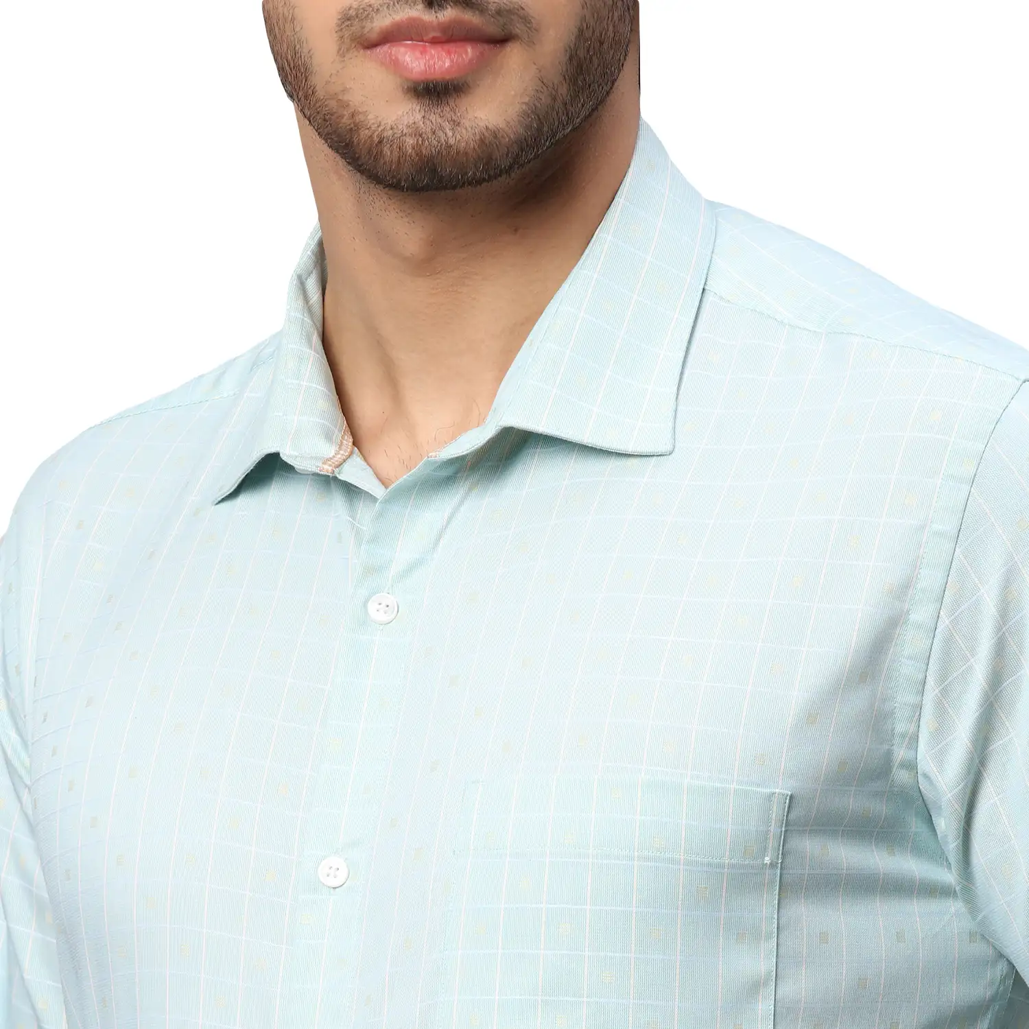 Men Blue Slim Fit Checks Cotton Shirts - Image 6