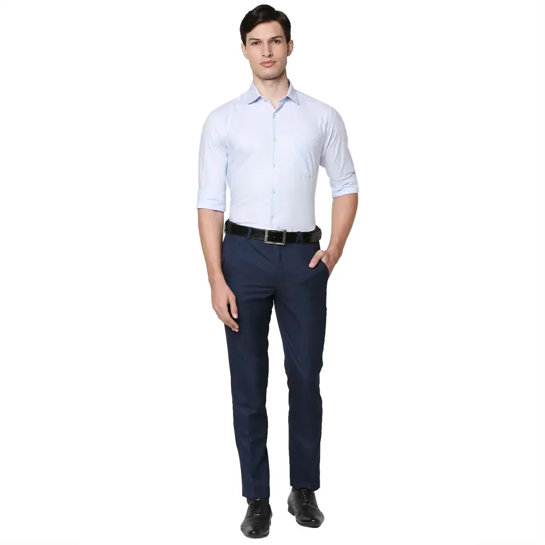 Men Blue Slim Fit Checks Cotton Shirts - Image 5