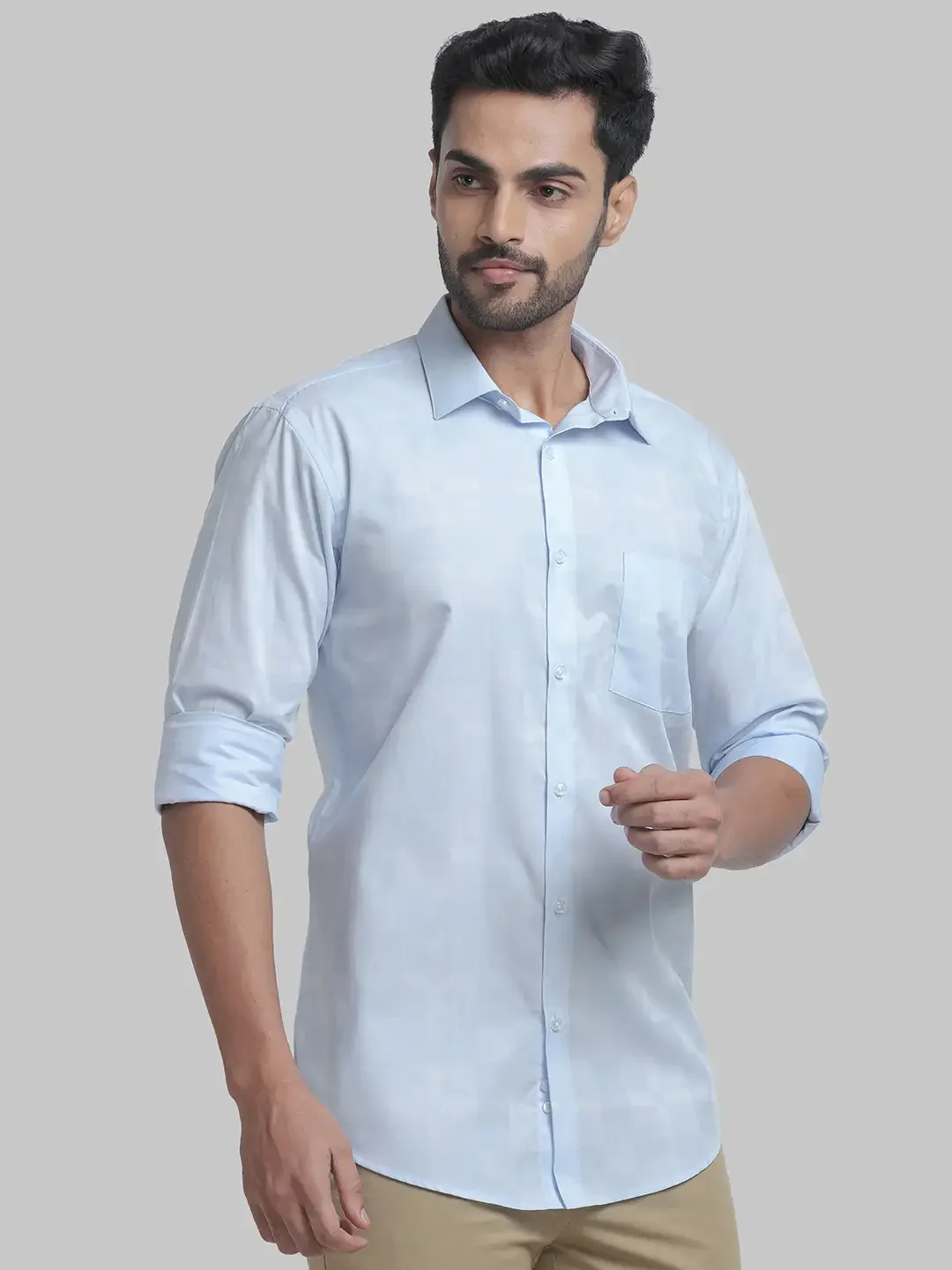 Men Blue Slim Fit Checks Cotton Shirts - Image 2