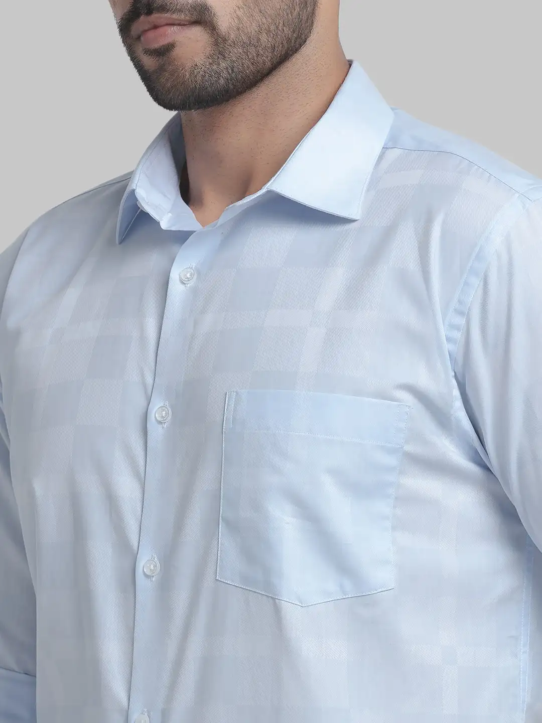 Men Blue Slim Fit Checks Cotton Shirts - Image 6