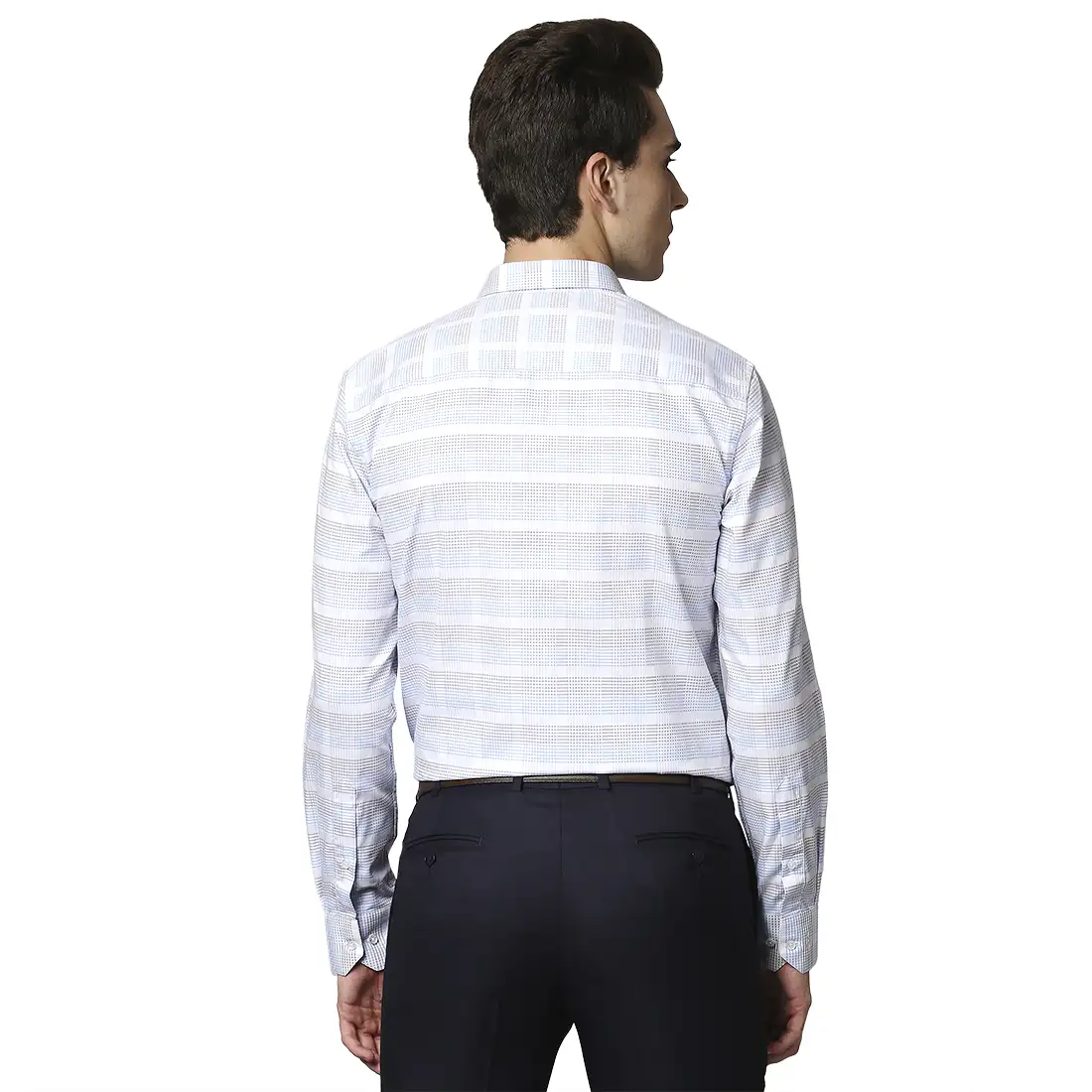 Men Blue Slim Fit Checks Cotton Shirts - Image 4