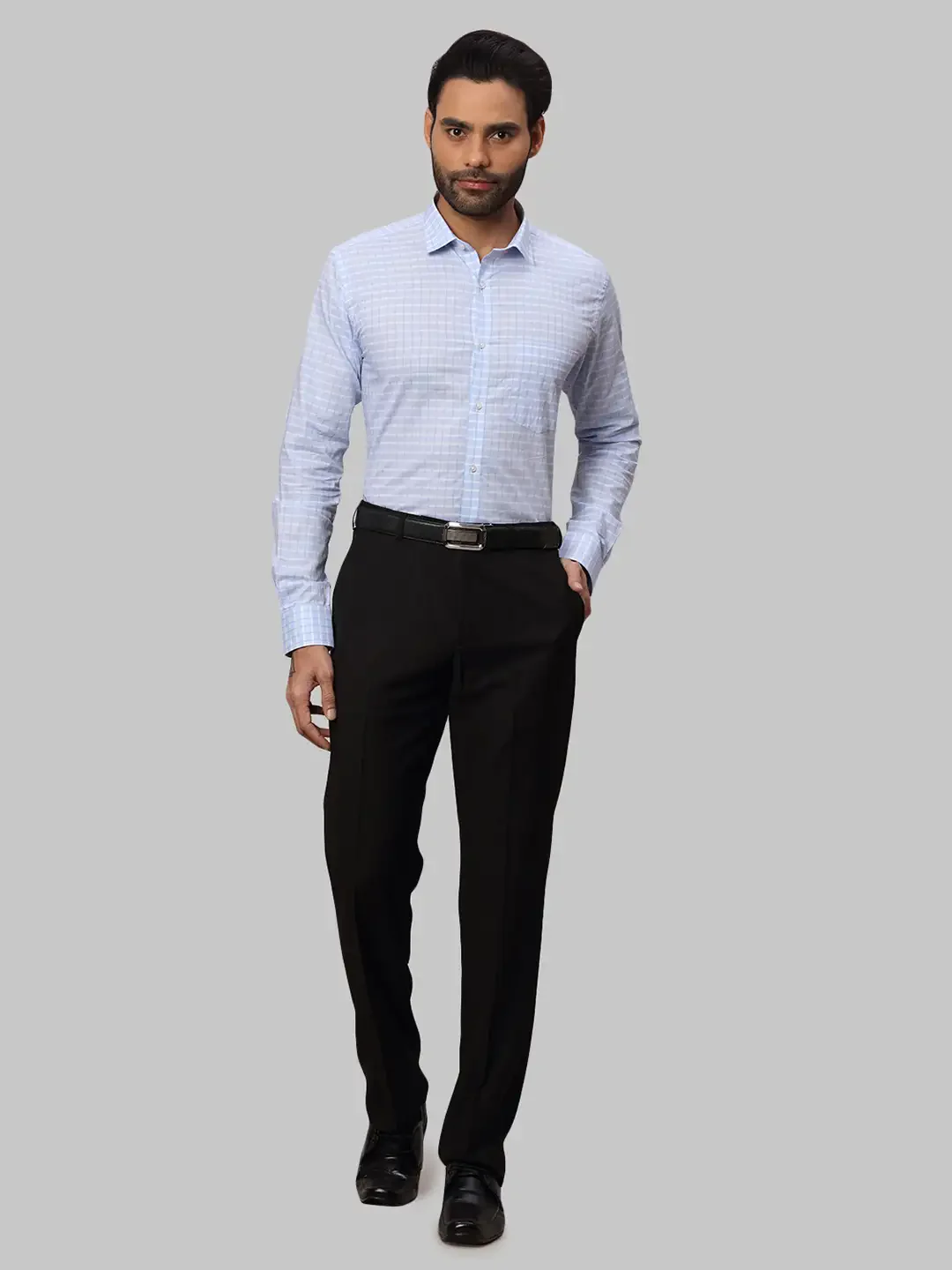 Men Blue Slim Fit Checks Cotton Shirts - Image 5
