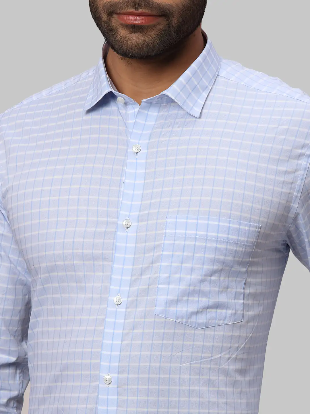 Men Blue Slim Fit Checks Cotton Shirts - Image 6